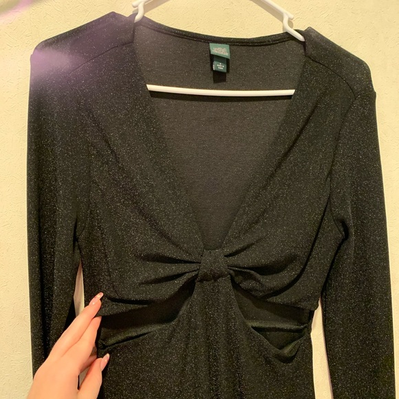 shiny mini  black dress - Picture 2 of 3